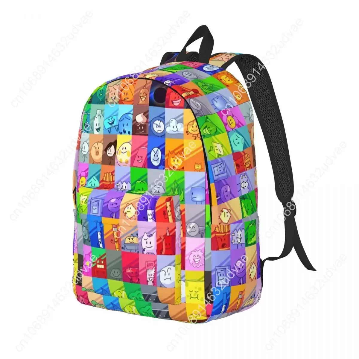 BFDI Inanimate Insanity Characters Ransel Kasual Ringan untuk Sekolah, Hiking, Travel, Battle Daypack, Tas Laptop Kanvas untuk Pria dan Wanita