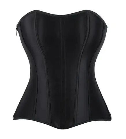 Corsets Bustiers for Women Overbust Corset Top Corselet Sexy Satin Lace up Zipper Corsetto Shaper Gothic Korsett Black