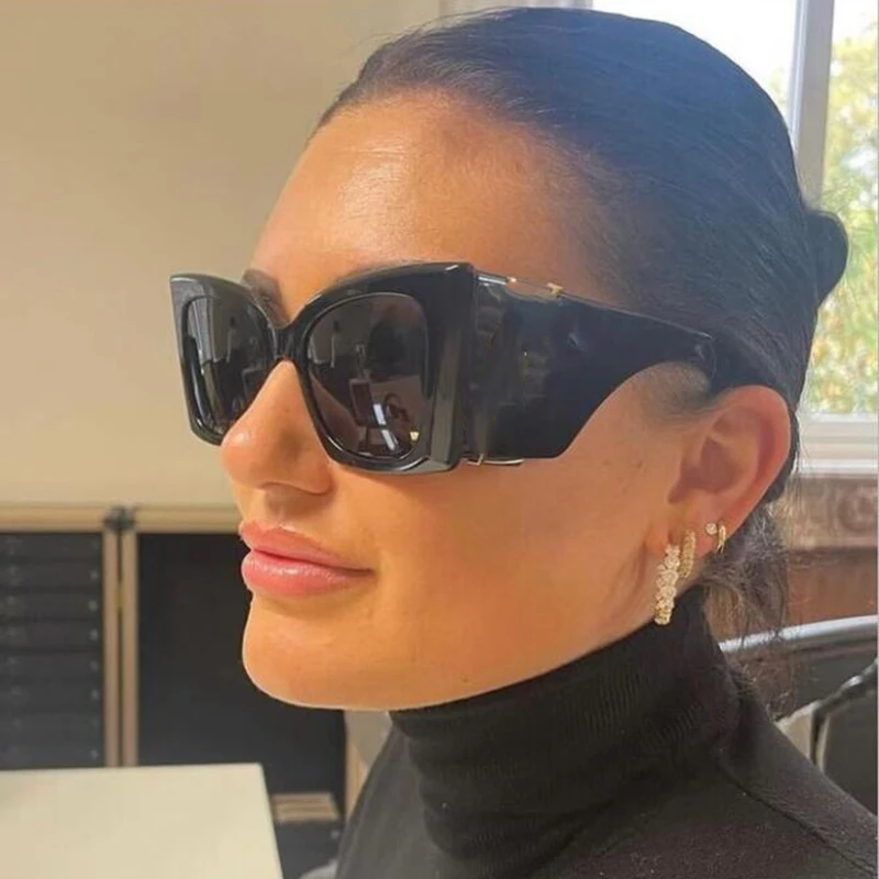 نظارات شمسية قديمة كبيرة الحجم للنساء والرجال ، مصمم علامة تجارية عتيقة ، مربع ، إطار سميك ، أرجل واسعة ، نظارات شمسية ، ظلال ، حماية UV400