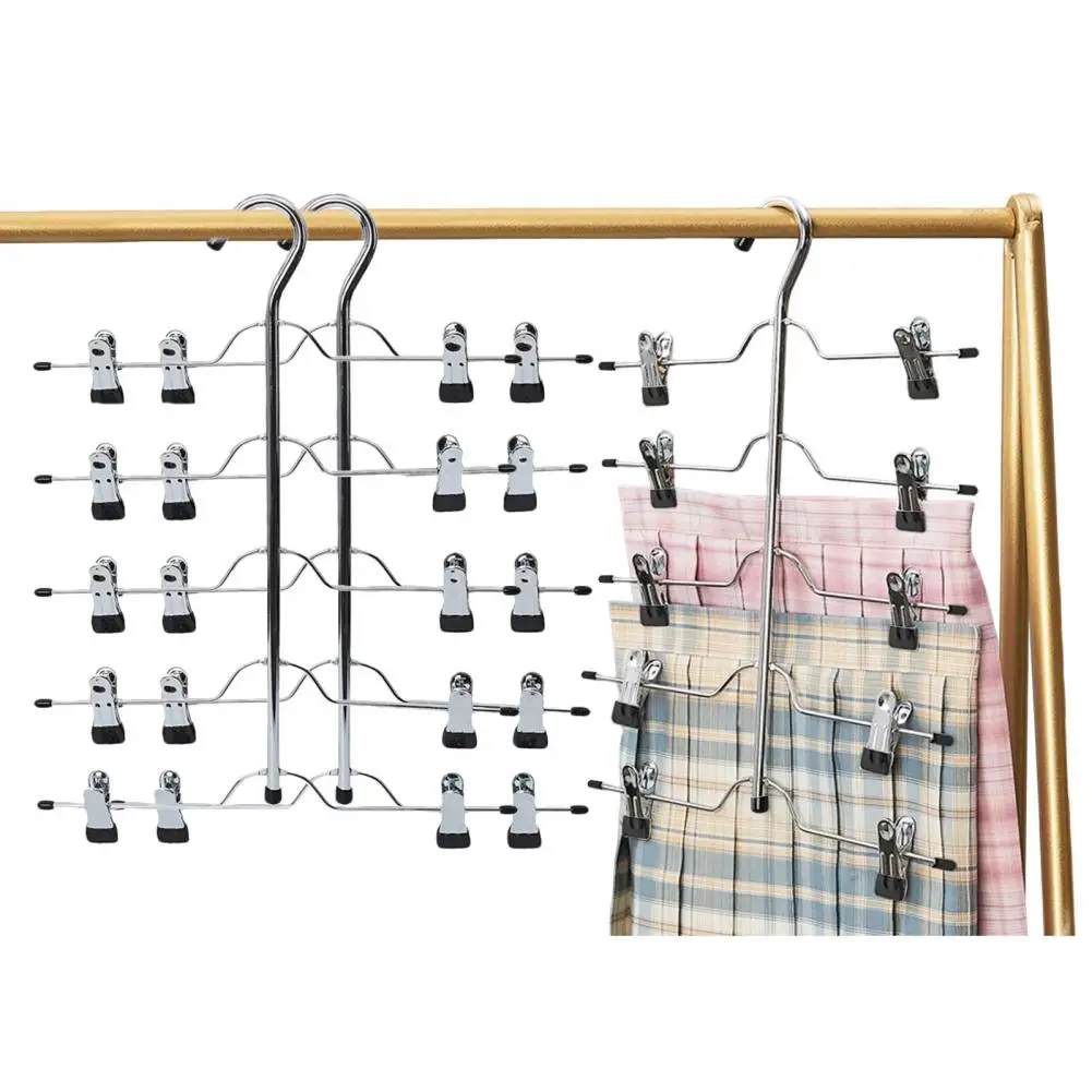 Pants Rack Durable Multi Tiers Design Trouser Clamp 5-layer Pants Rack Bedroom Closet Organizer Household Supplies