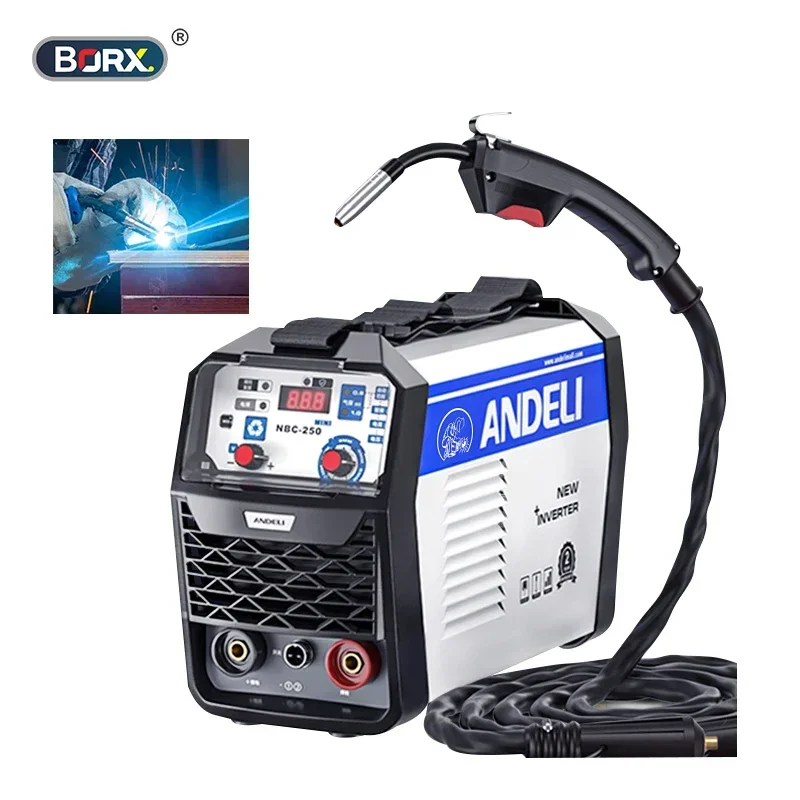 MIG Welding Machine 220V 250ME Mini Semi-automatic welding machine without Gas Flux Core Wire Inverter 1KG Capacity MIG Welder