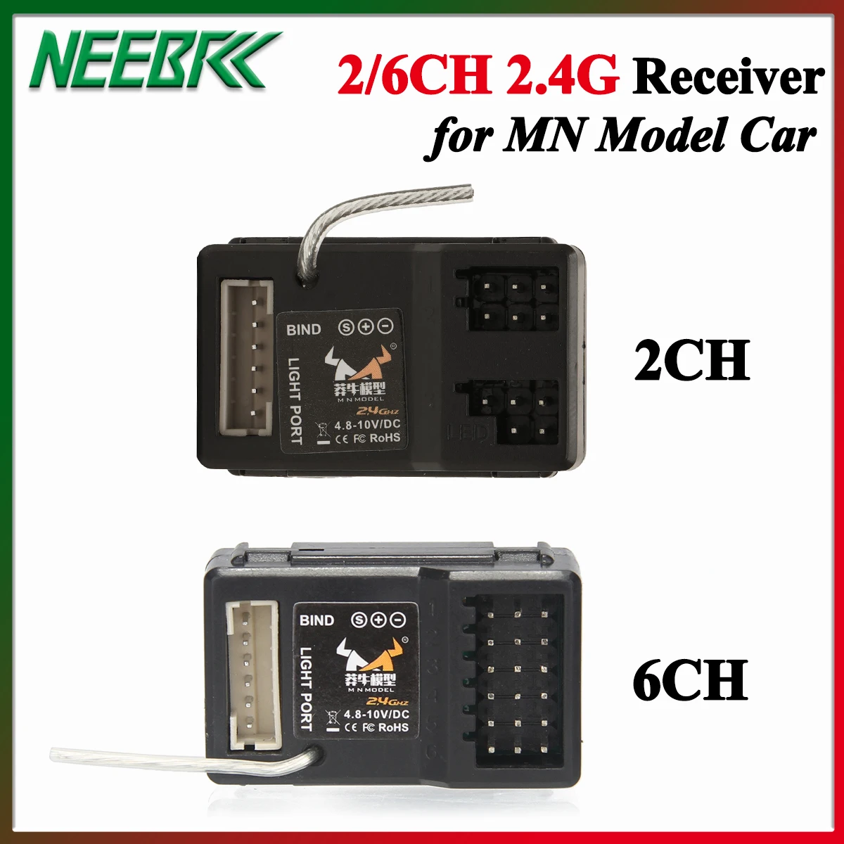 2CH 6CH 2,4G Empfänger LED Licht Port 4,8-10V DC für 1/12 MN82 MN86 MN78 MN128 MN168 RC Crawler Auto Boot Tank Modell Teil
