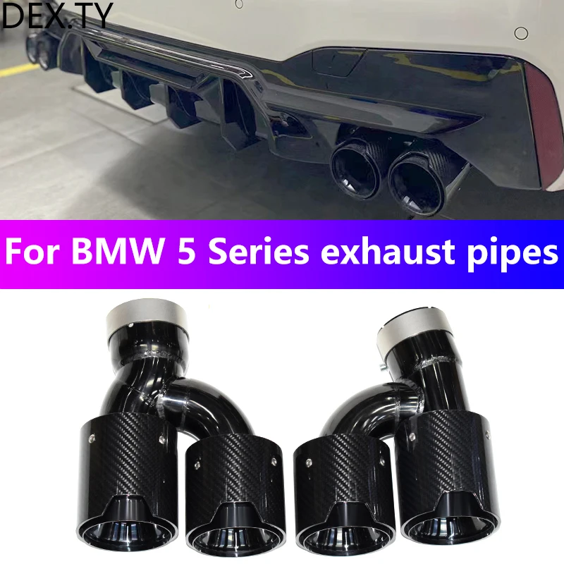 

For 2018 to 2023 BMW 5 Series G30 G31 Exhaust Pipe Upgrade Forged Carbon Fiber M logo Black Muffler Tip Nozzle