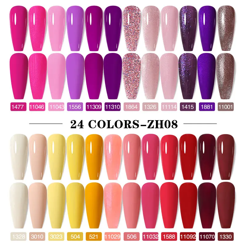 Arte Clavo 15ml 24pcs/Set Pink Red Colors Gel UV LED Gel Varnish Polish Nail Nails Art Soak-Off Kit Semi Permanent Base Top Coat