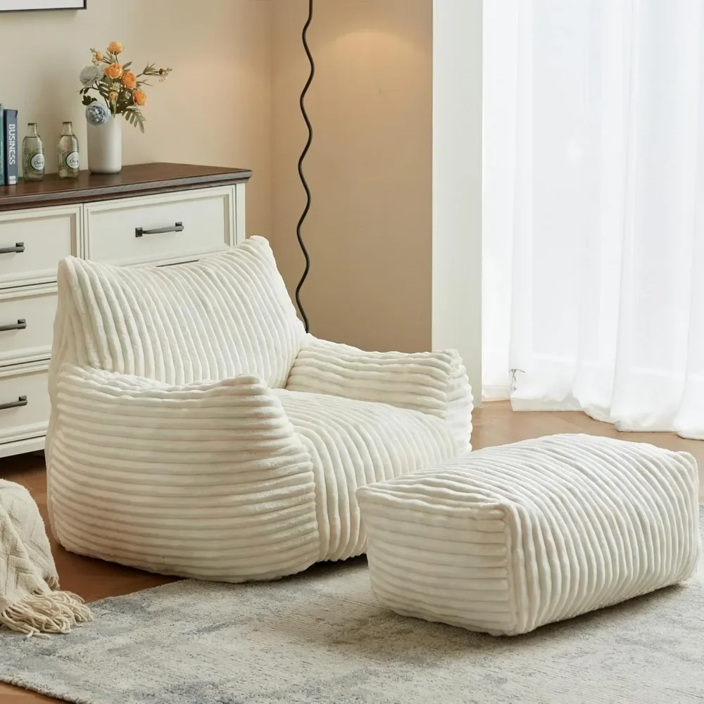 Premium Bean Bag Chair for Adults with Armrest- Ultra Plush Memory Foam Lounge Sofa & Comfy Reading Nook Chair for Bedroom