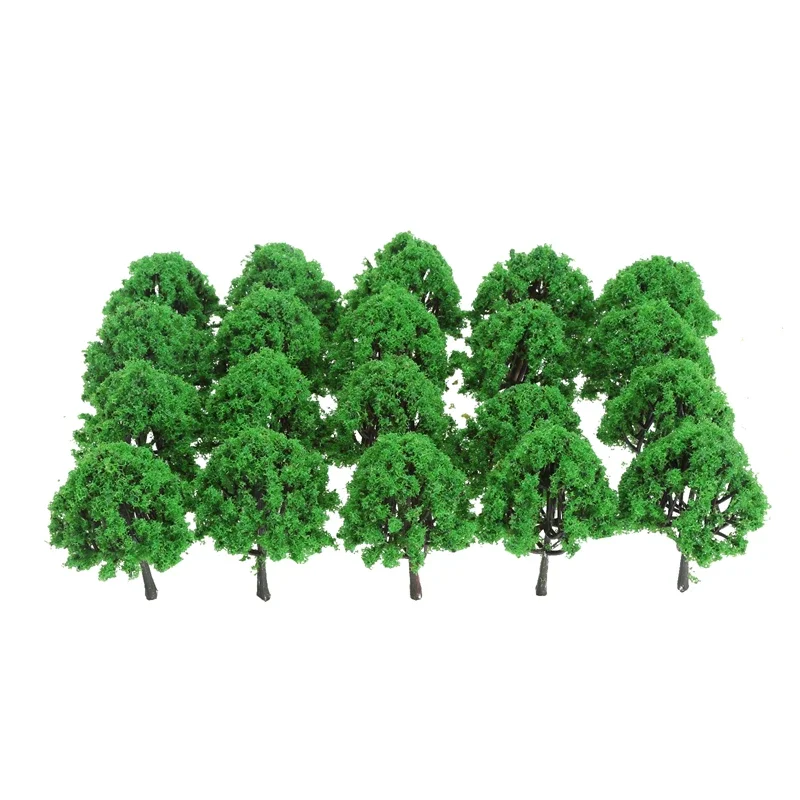 20Pcs 6cm Green Model Trees Park Wargame Road Train Railway Architectural Scenery Layout Landscape Scale 1:100 Artificial Plants