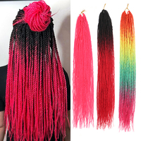 Synthetic Senegalese Twist Hair Crochet Braided 24inch Dreadlocks Crochet Hair Braids 30 Roots/pack Extensions For Women Brown