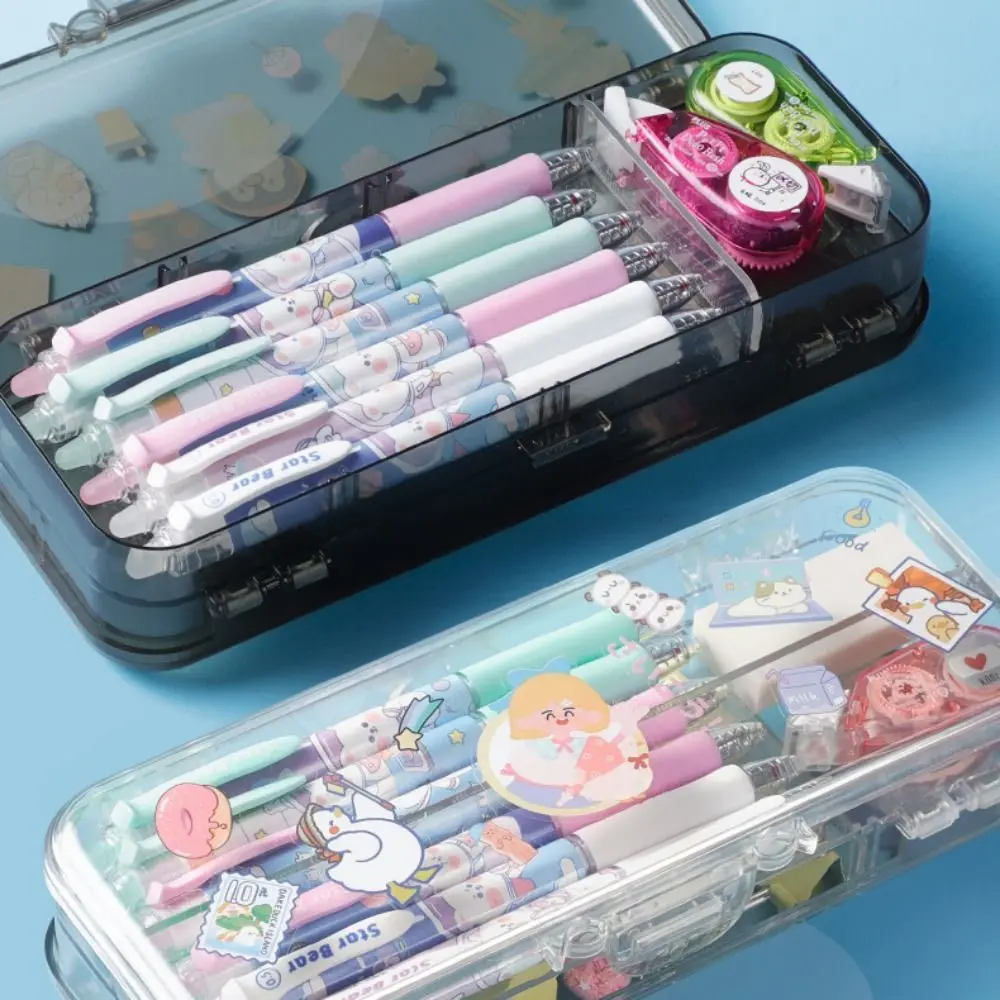 

Large Capacity Transparent Pencil Case Plastic Space-Saving Stationery Storage Box Stackable Simple Sketch Pen Bag