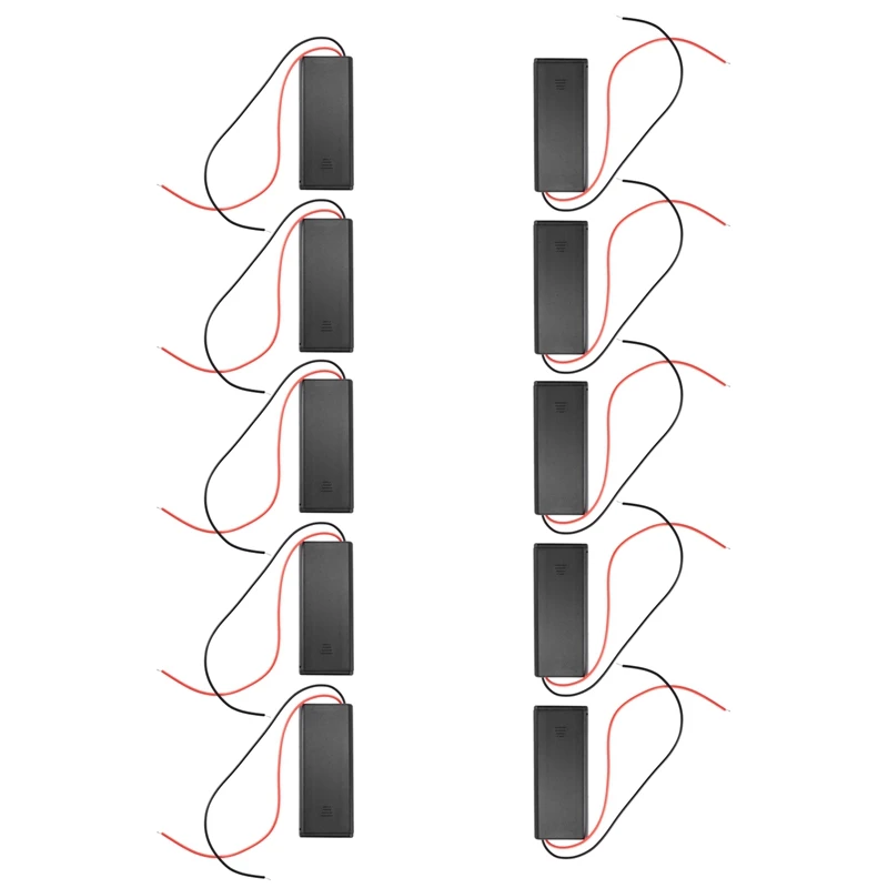 10/Pcs 2 AAA Battery Holder With Switch ON Off And Back Cover With Cord Wire Leads 3V Batteries Storage Box Battery Box