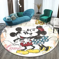 Alfombra redonda con estampado HD de dibujos animados de Minnie Mickey Mouse, alfombrilla antideslizante para dormitorio, balcón, puerta de entrada, asiento de sofá, regalo, Alfombra de Camping