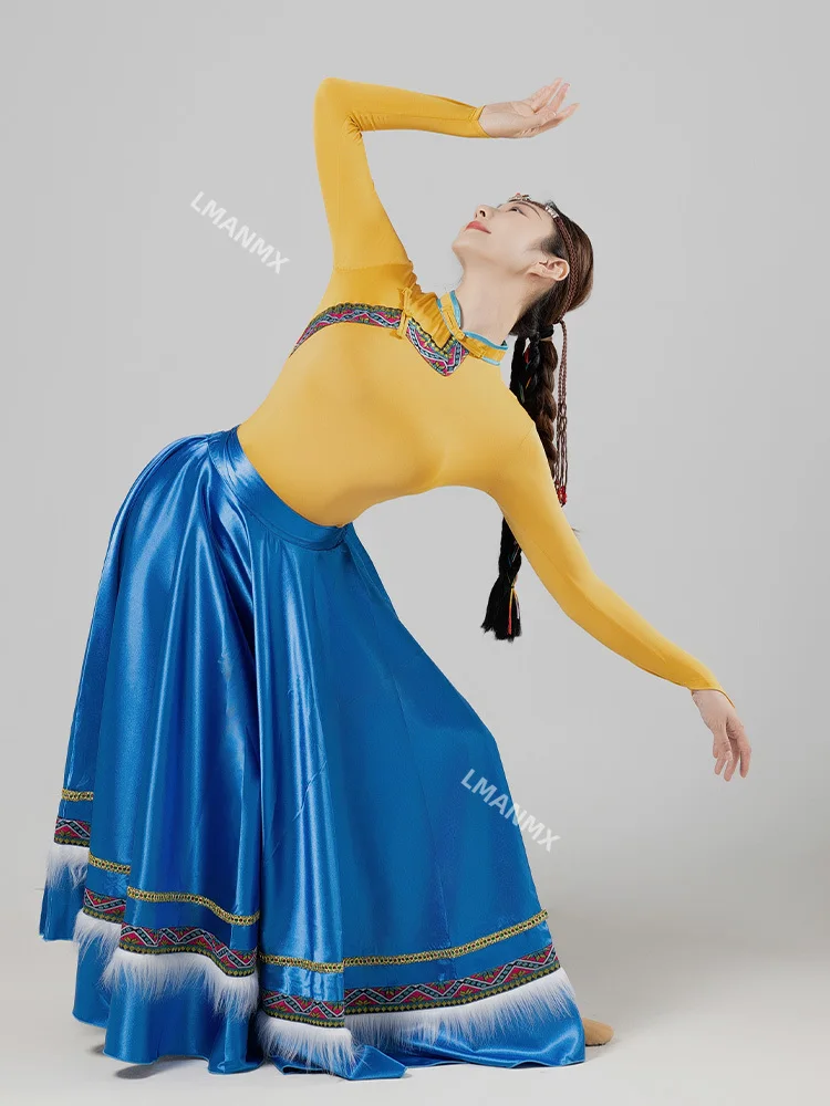 New Tibetan dance costume, art exam performance costume, Tibetan half skirt, square skirt, art exam big swing skirt