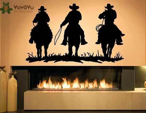 Наклейка на стену, виниловая художественная домашняя декор, настенная наклейка, ковбойская западная цитата, лошадь, украшение для комнаты мальчика, Removebale, настенный постер ZX011