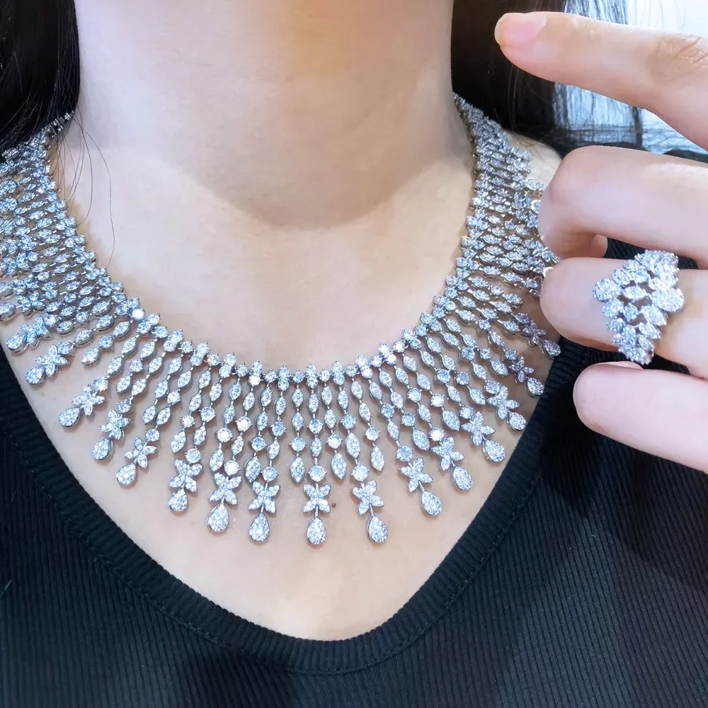 

Kellybola New Shiny Luxury Necklace Bangle Earrings Ring Jewelry Set For Women Lady Bridal Wedding Party Daily Trendy Accessorie