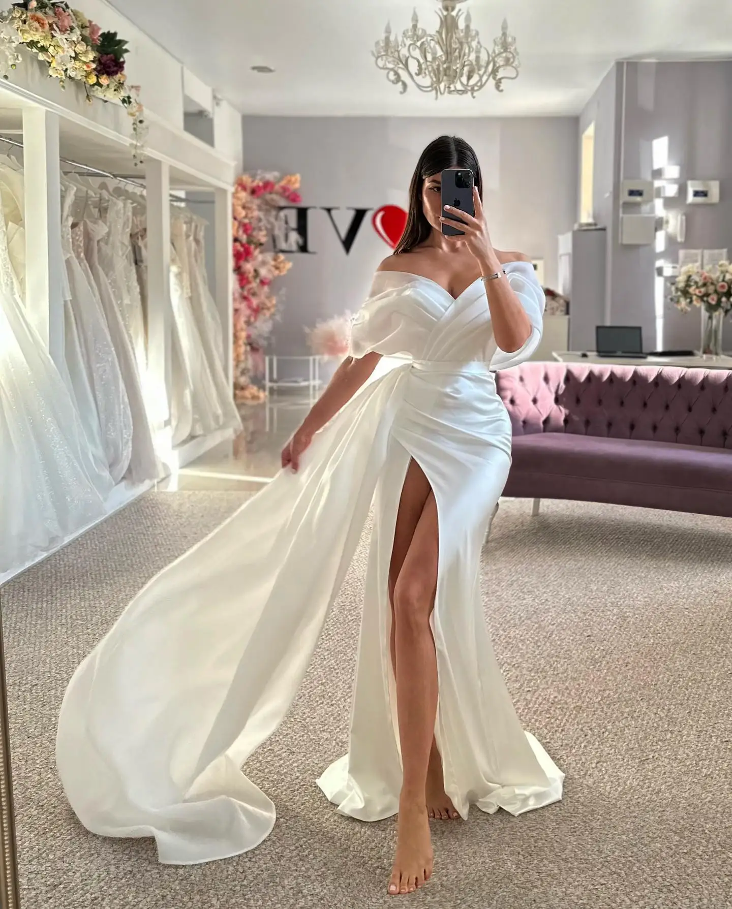 Sexy Off The Shoulder Sweetheart Sheath/Mermaid Wedding Dresses Side Slit Custom Made Formal Bridal Grown 2024 Vestido De Noival