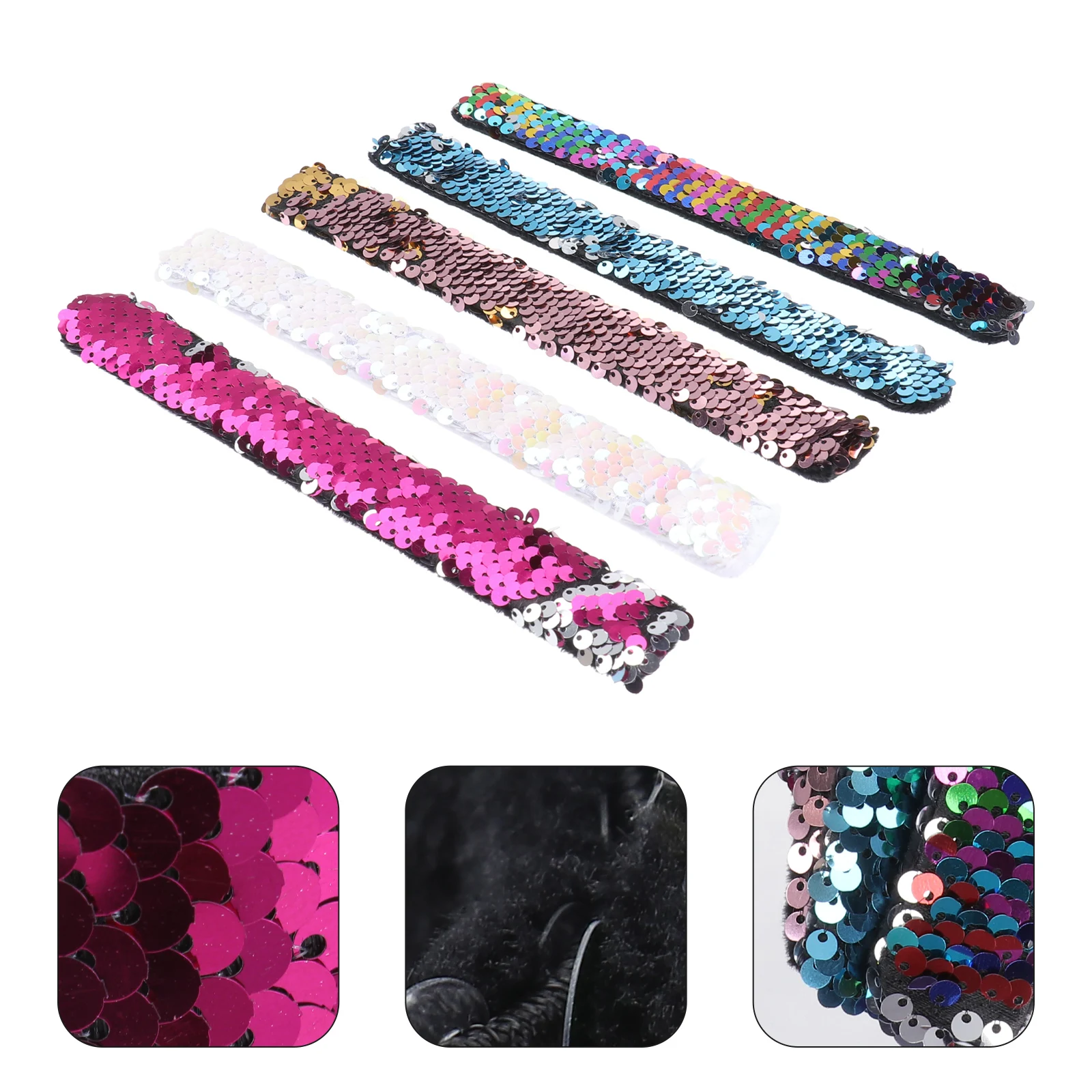 

5pcs Sequin Slap Bracelets for Girls Little Princess Children Fun Toy Safe Material Mermaid Design Wristbands