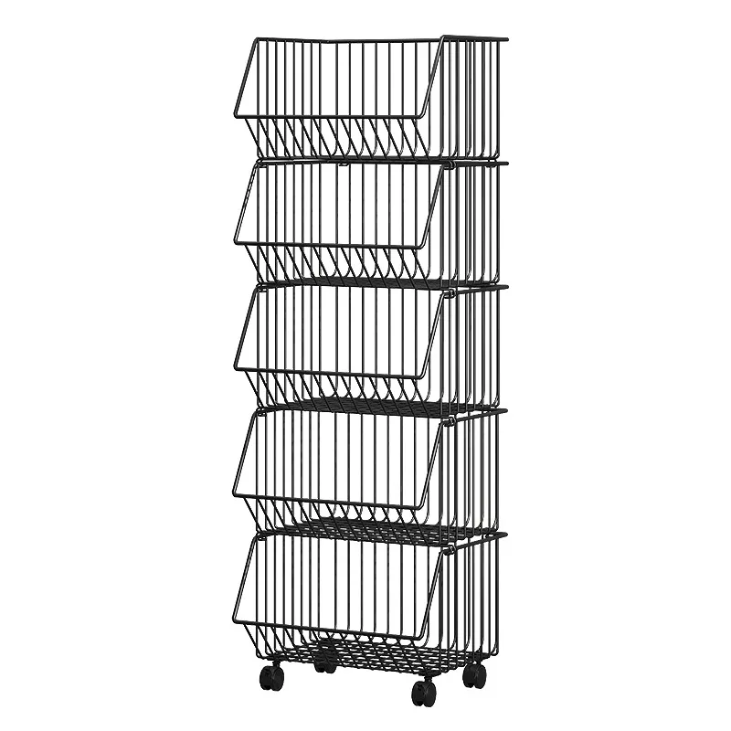 New Storage Rack Floor Mobile Rotating Kitchen Vegetable and Fruit Basket Multi Functional Kitchen Vegetable Storage Rack