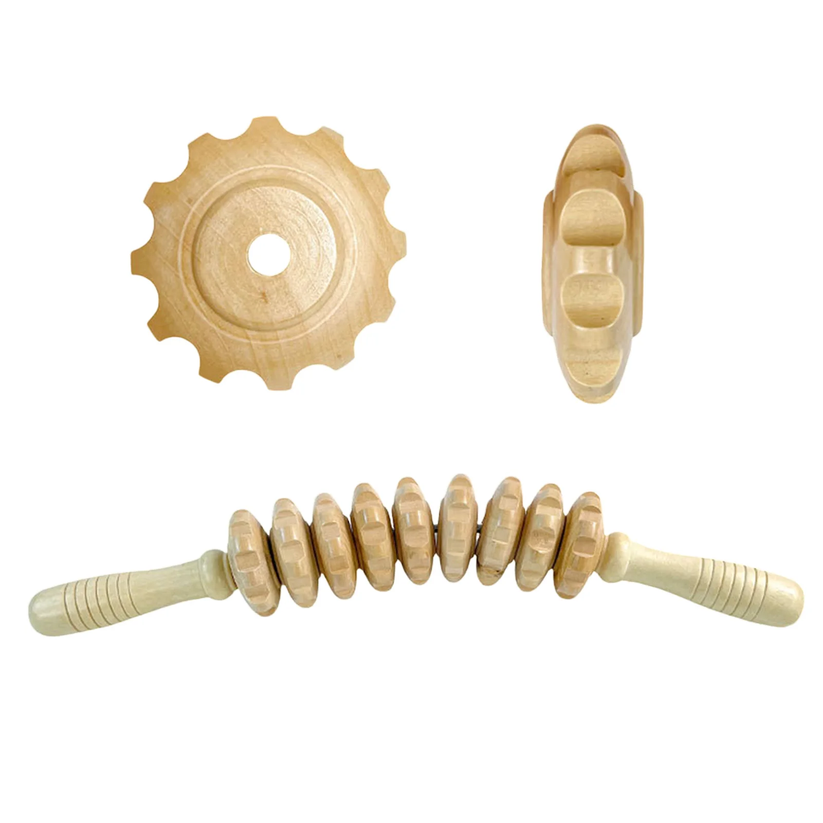 Curved Wooden Roller Massager Ergonomic Design Body Shaping Roller Suitable for Muscle Pain Release