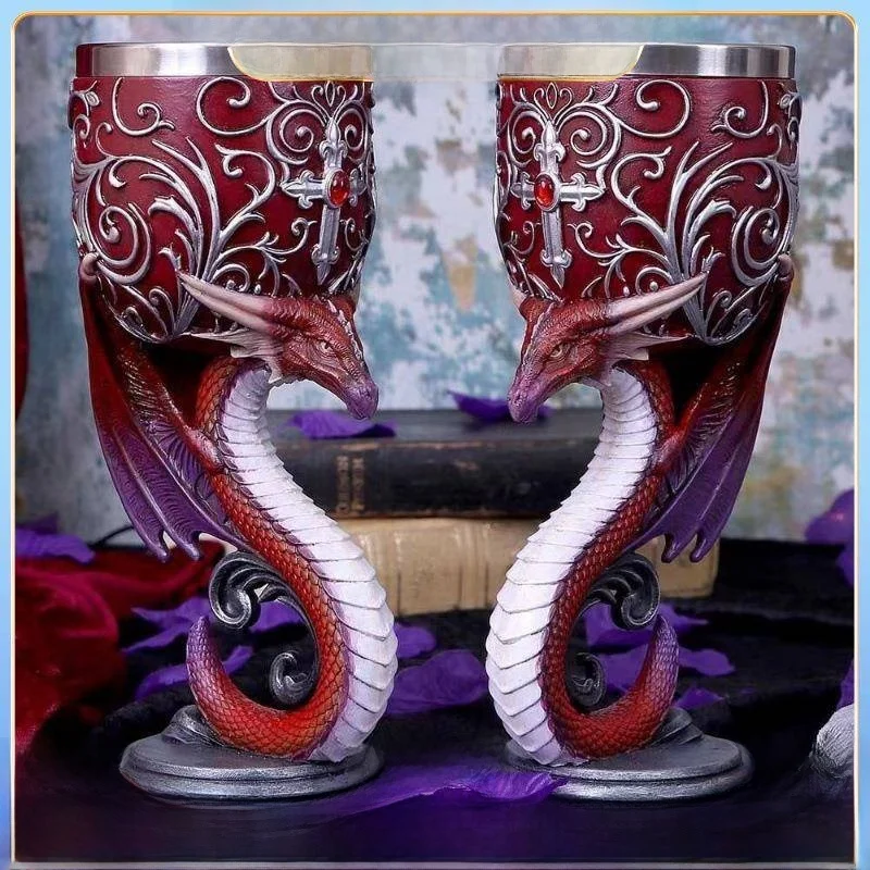 

Medieval Dragon Shaped Wine Glass Creative Skeleton Unicorn Red Wine Cup Personalized Stainless Steel Wine Glass for Dining