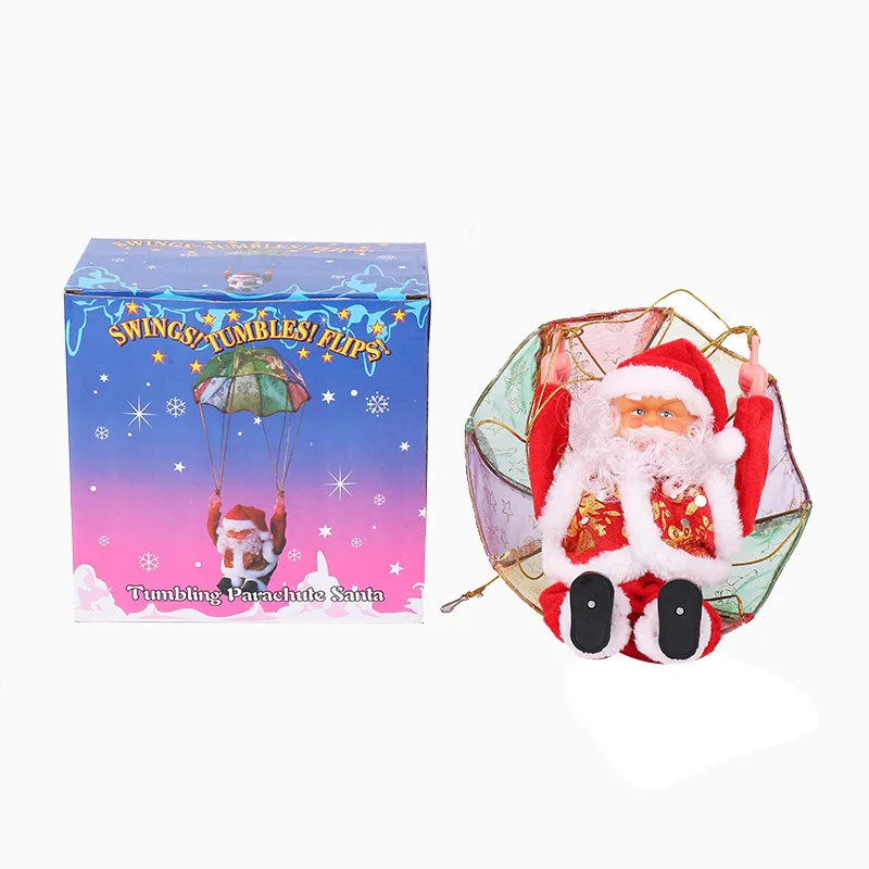 Electric Dancing Santa Claus Christmas Tree Decor Hanging Parachute Somersault Ornament With Music Holiday Gift Home Party Decor view 6