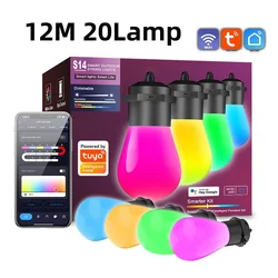 12Meters 20Leds Tuya WiFi Smart Led Patio String Light Bulb Waterproof Outdoor Garland Garden Light for Home Party Holiday Bulb