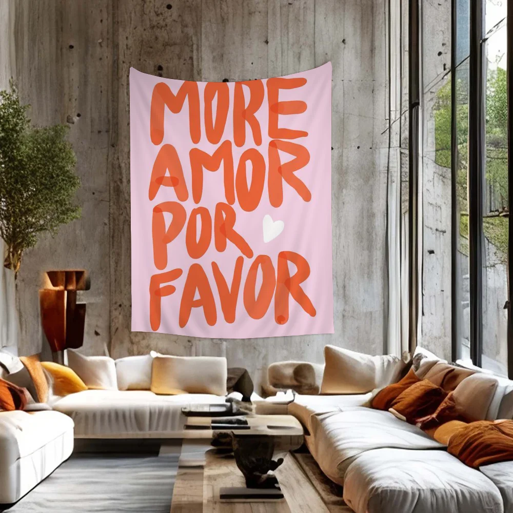 

More Amor Por Favor Love Quote Colorful Tapestry Wall Hanging Home Decoration Hippie Bohemian Decoration Divination Decor