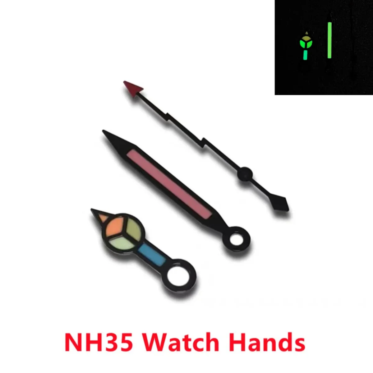 Watch Hands for NH35/NH36/4R/7S Movement Three-pin Lightning Second Hand Color Luminous Watches Pointer