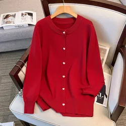 175 kg plus size dames buste 160 lente herfst winter losse vest trui gebreide jas wijnrood 4XL 5XL 6XL 7XL 8XL 9XL