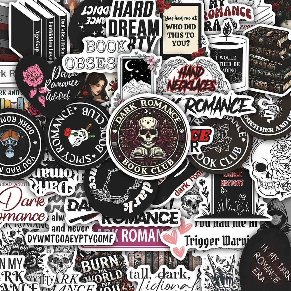 

10/30/50pcs Dark Romantic Readers Cartoon Stickers Gothic Aesthetic Decals for Motorcycle Phone Suitcase Cool Sticker Toy Decor
