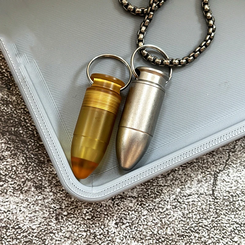 Titanium Alloy Medicine Box EDC Necklace Pendant Keychain Waterproof Storage Emergency Bottle Container Pill Case Portable