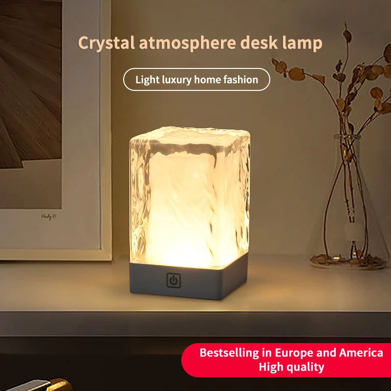 Crystal Table Lamp Atmosphere Lamp Modern and Simple Hotel Restaurant Desktop Night Lamp Touch Table Lamp Luxury Instagram