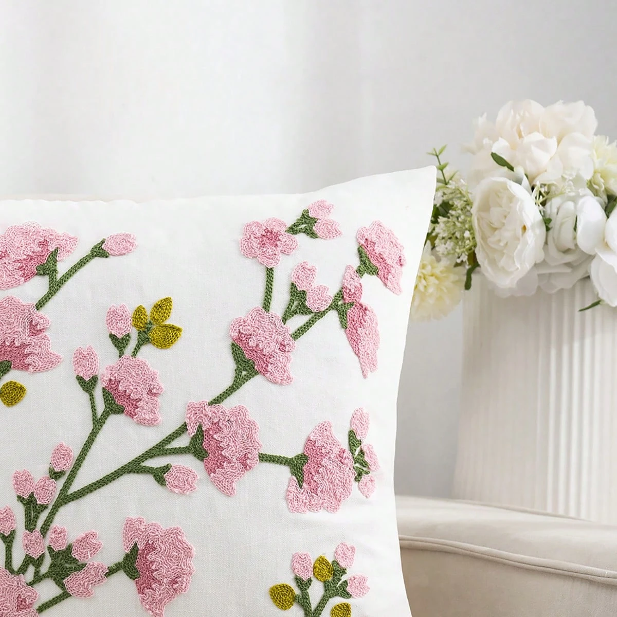 1pc Spring Cherry Blossom Decorative Cushion Cover, 2D Print Polyester Pillow Case for Sofa Bed Car Office Home Decoration view 3