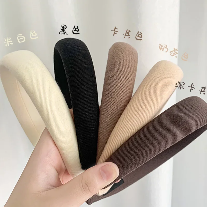 Hot Style Sponge Hairband Wide Edge Simple Trendy Hair Accessories Solid Color Women's Hairpins Headgear Accessories