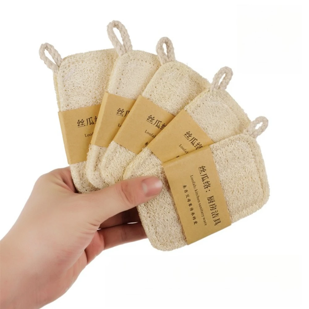 3 Buah Spons Pencuci Piring Alami Loofah Serbaguna 100% Biodegradable Komposabel Bantalan Penggosok Pencuci Piring Tanpa Limbah