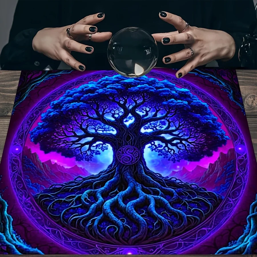 Mystical Tarot Tablecloth Spiritual Witchy Occult Crystal Decor Cloth for Altar Divination Ceremony Spreads
