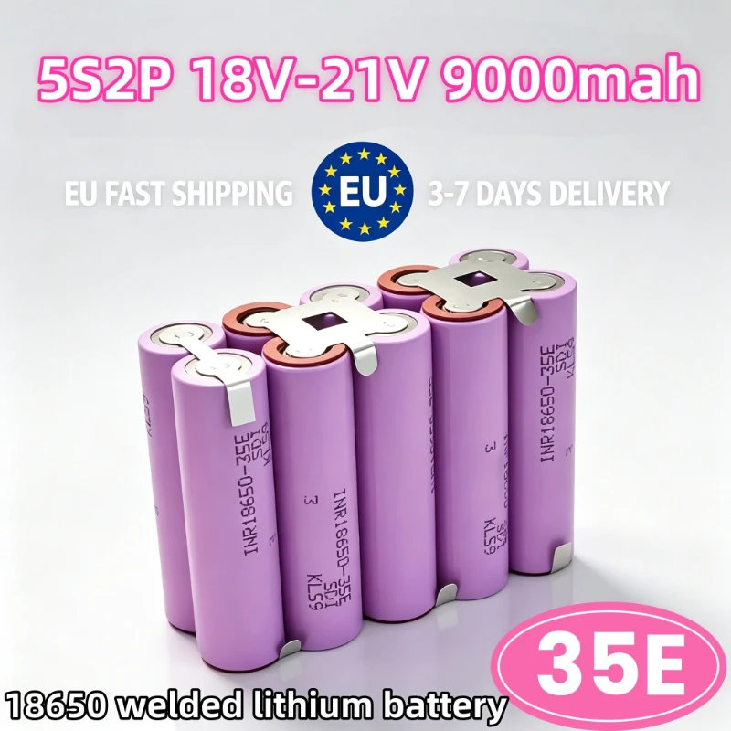 Batteria originale 18650 35E da 9000 mAh (5S2P), adatta per avvitatori, trapani, utensili e saldatura, 18V-21V