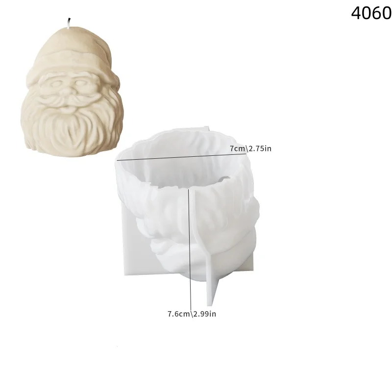 Kerstman Hoofd Kaars Siliconen Mallen Diy Gips Aromatherapie Kerstboom Sappige Dennen Kandelaar Hars Schimmel Handwerk