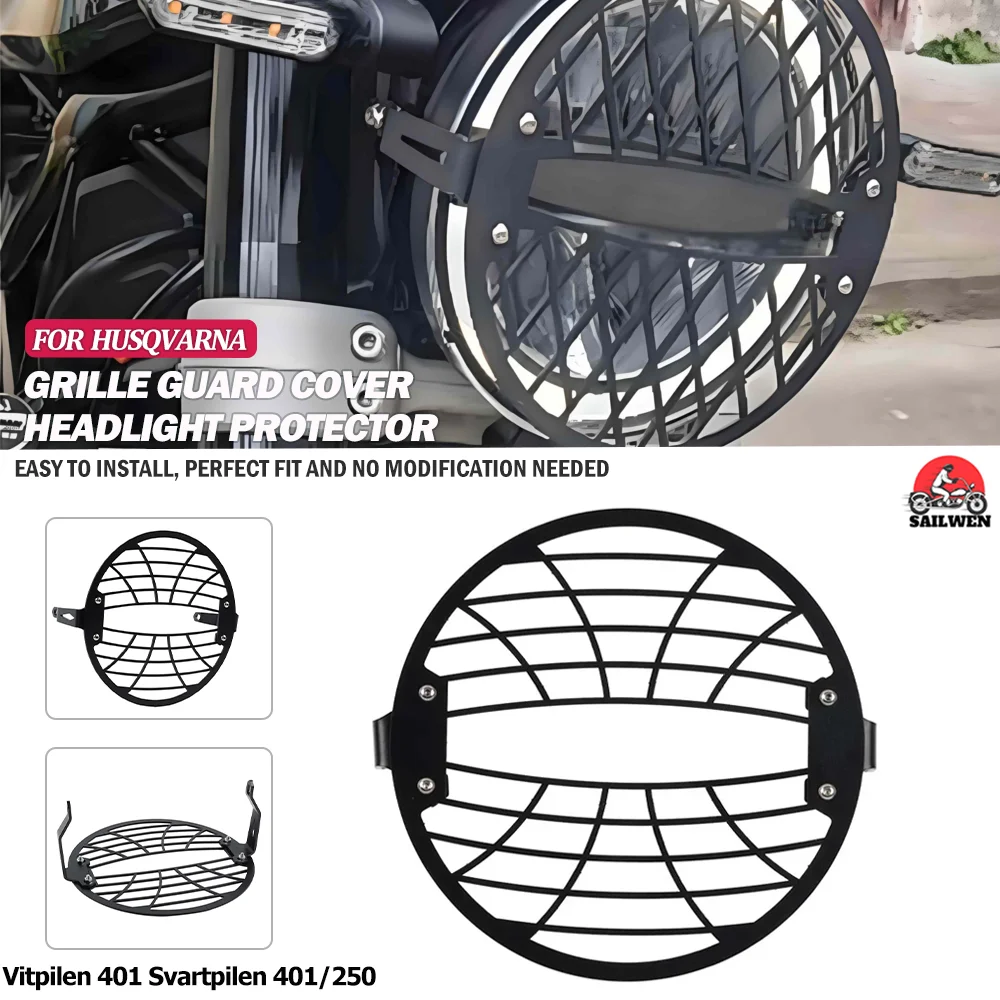 

Headlight Protector Grille Guard Cover Protection Grill For Husqvarna Svartpilen 401 250 Vitpilen 401 2018-2023