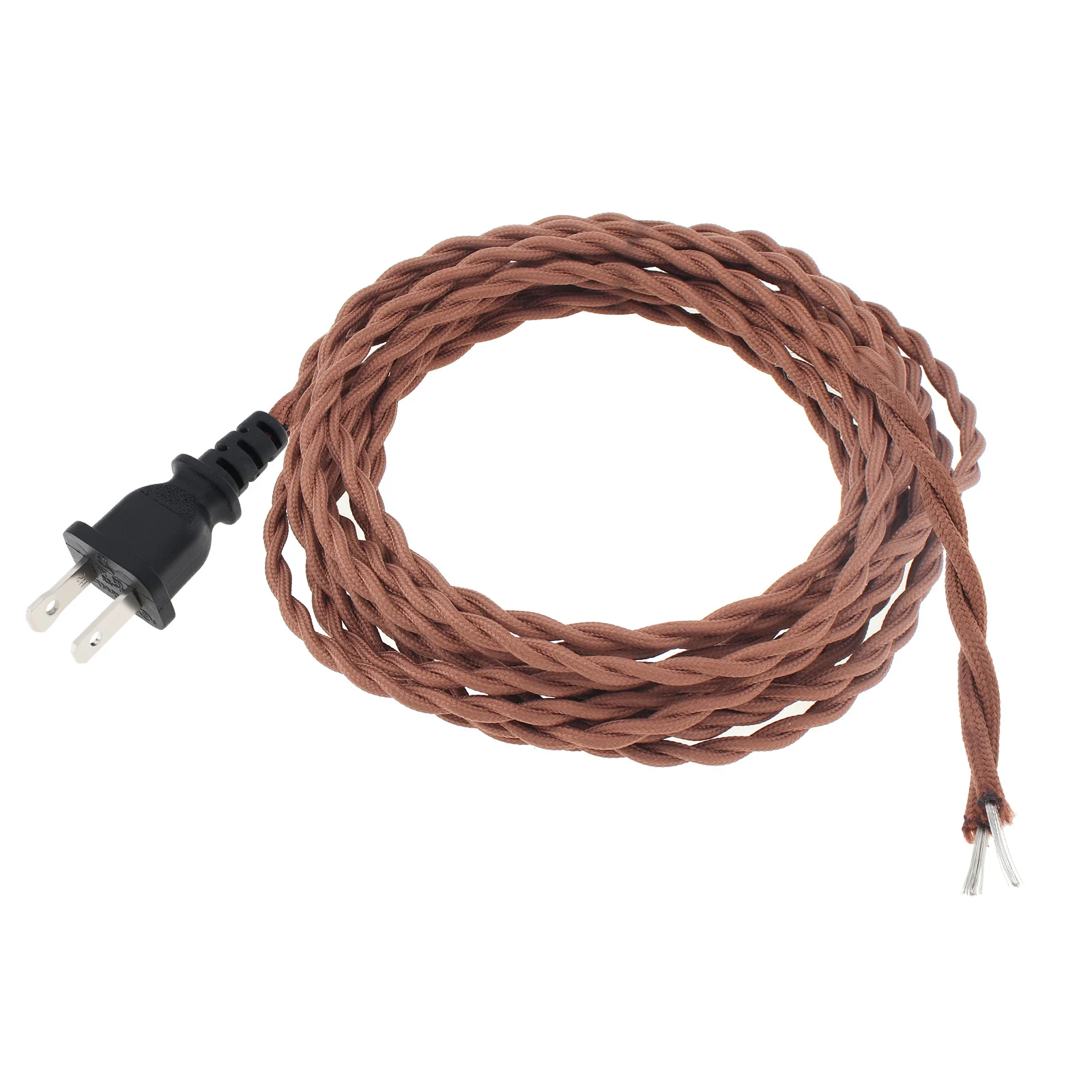 

3.6M/12FT Twisted Cloth Covered Lamp Cord Replacement Extension Industrial for DIY Projects Retro Lamp with US End Plug