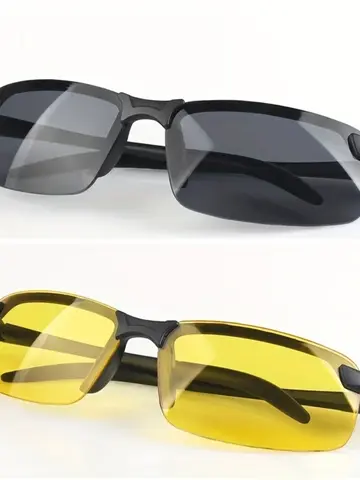 Night Vision Glasses for Women Men Fashion Semi Rimless Driver Anti-Glare Goggles Glasses for Night Driving