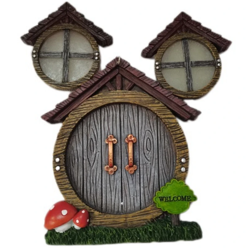 

HOT SALE Miniature Fairy Luminous Window Door Outdoor Fairy Garden Yard Decor Elf Home For Yard Art Garden Sculpture Decor