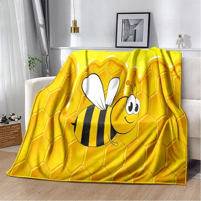 3D Honey Bee Insect Cartoon Soft Plush Blanket,Flannel Blanket Throw Blanket for Living Room Bedroom Bed Sofa Picnic Cover Kids