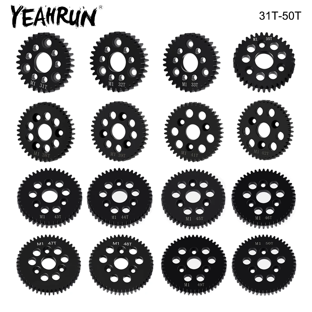 YEAHRUN Spur Gear M1 31T 32T 33T 35T 38T 40T 41T 42T 43T 45T 46T 47T 48T 49T 50T for HPI E-REVO2.0 ARRMA RC Car Upgrade Parts