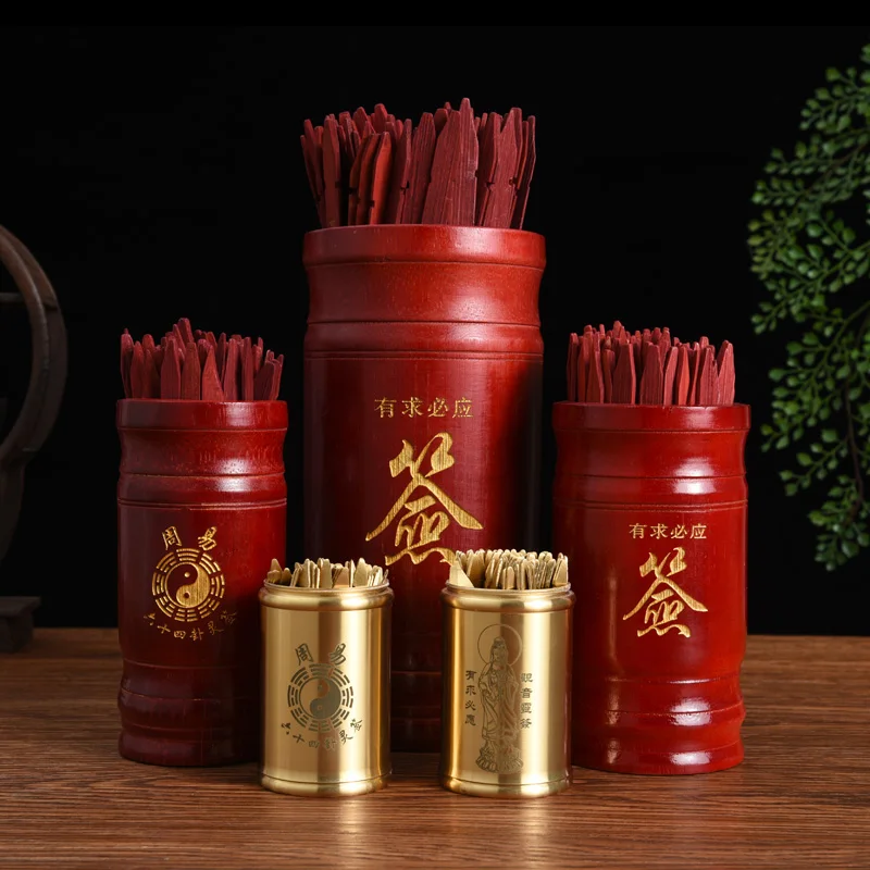 Pure copper Guanyin 100 signature barrel, 64 hexagrams, drawing lots, bamboo signature barrel, living room