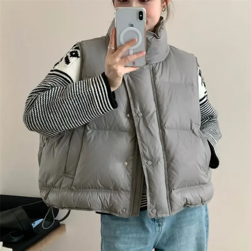 Gilet court décontracté en coton pour femme, nouvelle mode coréenne, veste sans manches, ample, vêtements d'extérieur, automne hiver, T1512