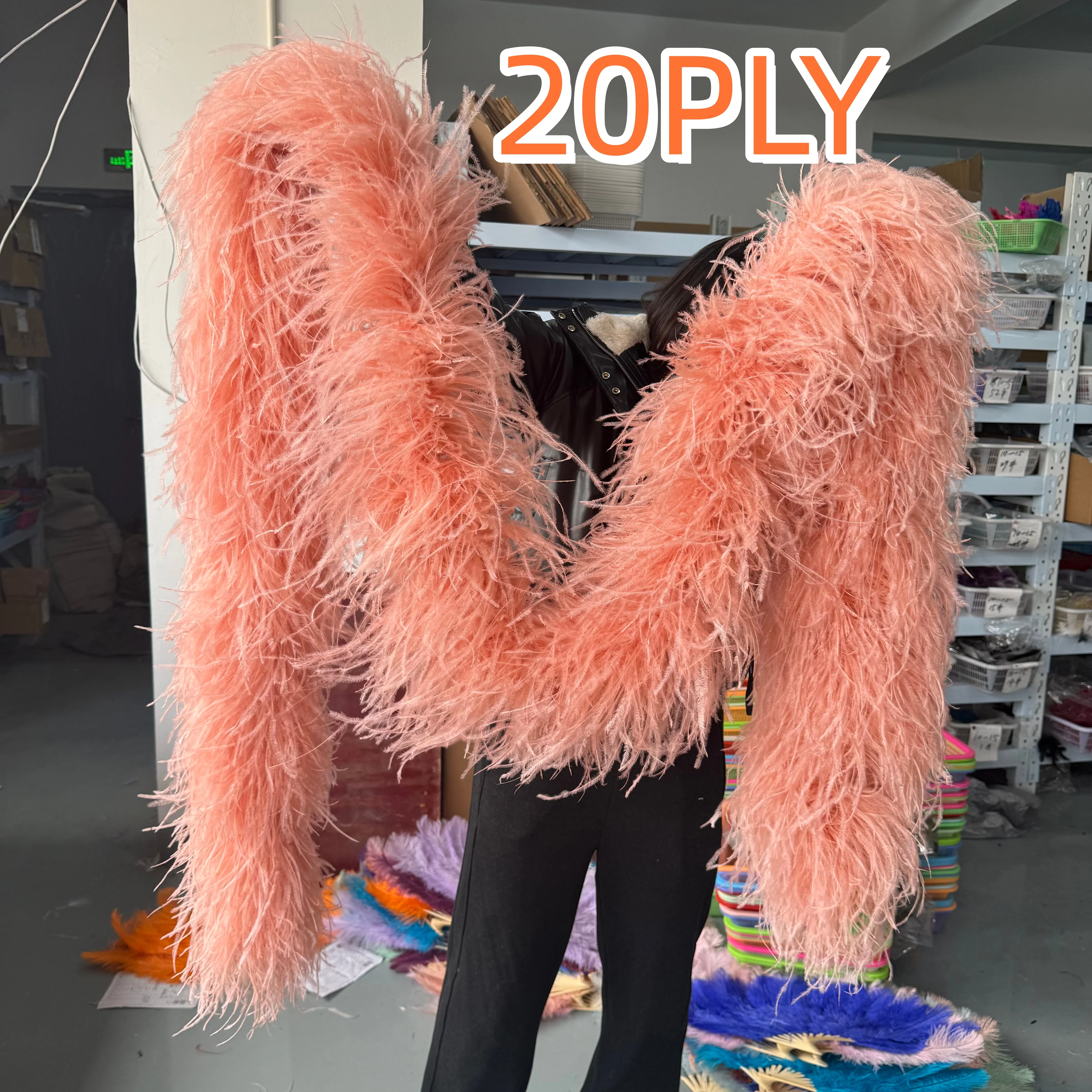 Fluffy Pink Ostrich Feather Boa Trim 2 6 8 10 20 Ply Vintage Plumas Shawl for Carnival Costume Decor Dress Sewing Accessory