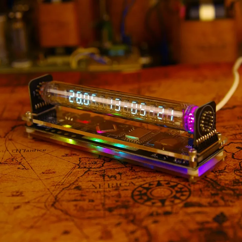 IV27 Glow Tube Clock Desktop Decoration Clock with Temperature Electronic Calendar Digital Clocks Vintage Room Decor Ornaments