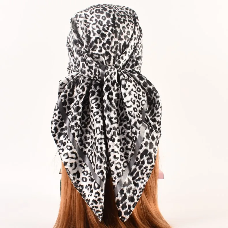 European and American Fashion Women 2021 Autumn and Winter New 90 Color Ding Simple Little Leopard Dot Big Square Scarf Fashion