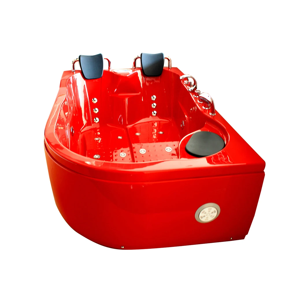 

&c Lovely Bright Red Acrylic Whirlpool Bathtub Modern Design Apron Installation Capacity Computer Control Massage Function