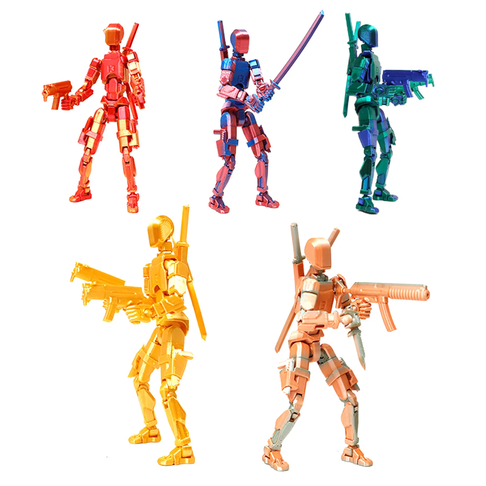 Lucky 13 Figure Toys Dummy 3D Printed Movable Shapeshift Robot Action Figuras DIY Mannequin Decompression Toys For Boy Gifts