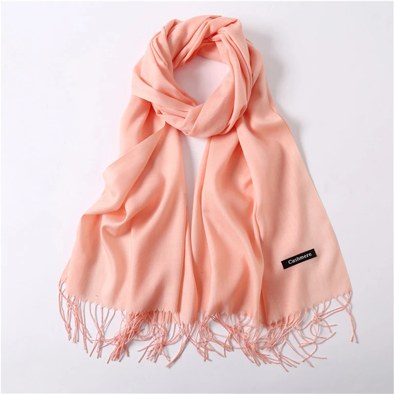 Fashion Solid Color 2024 Women Scarf Winter Hijabs Tassels Long Lady Shawls Cashmere Like Pashmina Bandana Scarves Wraps Echarpe